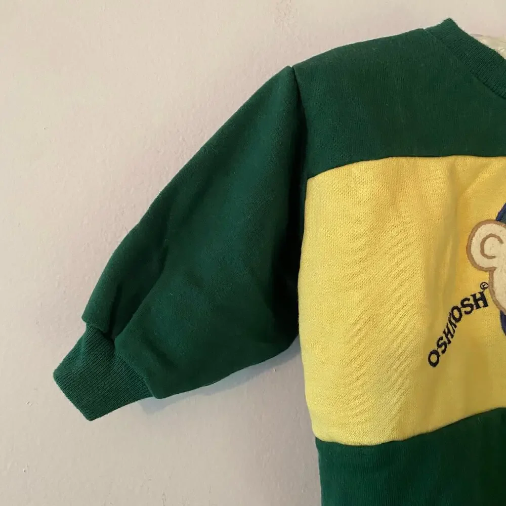 OshKosh Vintage 90s Green Yellow BearGosh Crewneck Sweatshirt Boys' 12 Month
